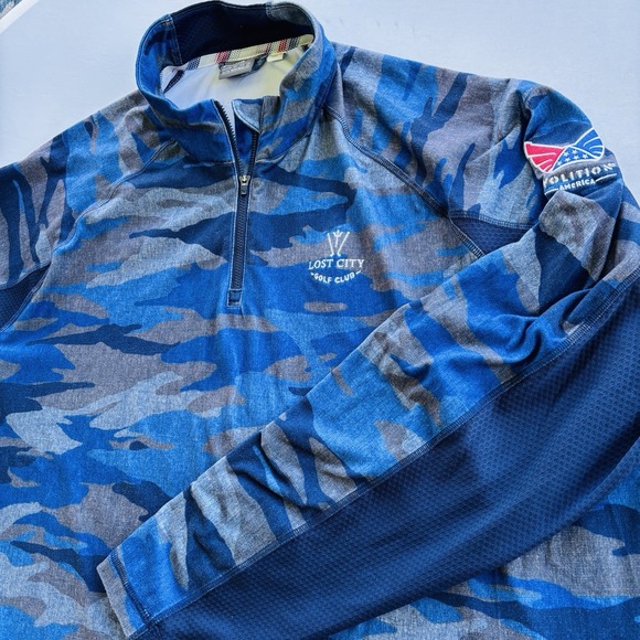 Puma Other - Puma Volition Golf 1/4 Zip Pullover XL Blue Camo Lost City Club USA‎ Flag